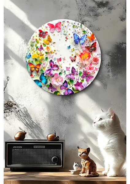 Renkli Kelebek ve Çiçek Desenli Uv Baskı Mdf Duvar Süsü – 33X33 cm & 20X20 cm DT138 fırsatları