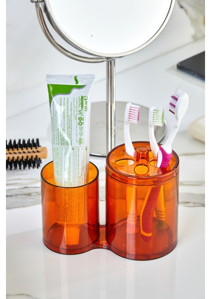 Tezgah Üstü Banyo Organizeri / Diş Fırçalık & Macunluk - Bronz indirimleri