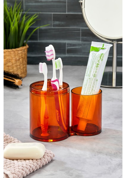 Tezgah Üstü Banyo Organizeri / Diş Fırçalık & Macunluk - Bronz