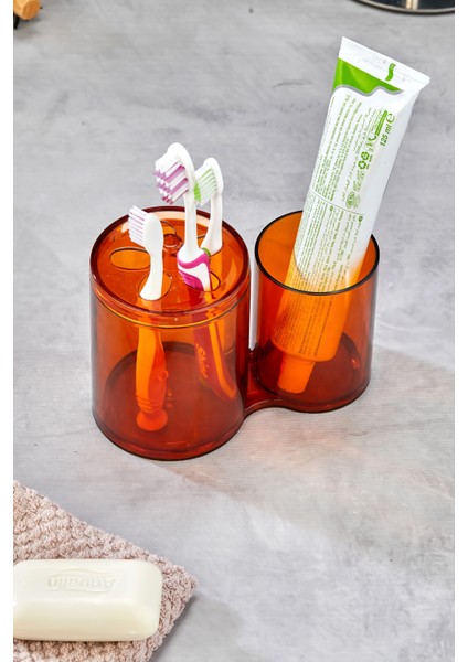 Tezgah Üstü Banyo Organizeri / Diş Fırçalık & Macunluk - Bronz