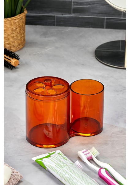 Tezgah Üstü Banyo Organizeri / Diş Fırçalık & Macunluk - Bronz