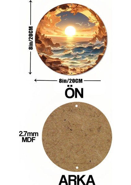 Gün Batımı Deniz Manzaralı Uv Baskı Mdf Duvar Süsü – 33X33 cm & 20X20 cm DT137 indirimleri