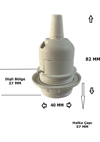 İtalyan Tip E27 Tam Dişli Duy Vidasız Geçmeli Bakalit Beyaz (250V-4A) 5 Adet modelleri