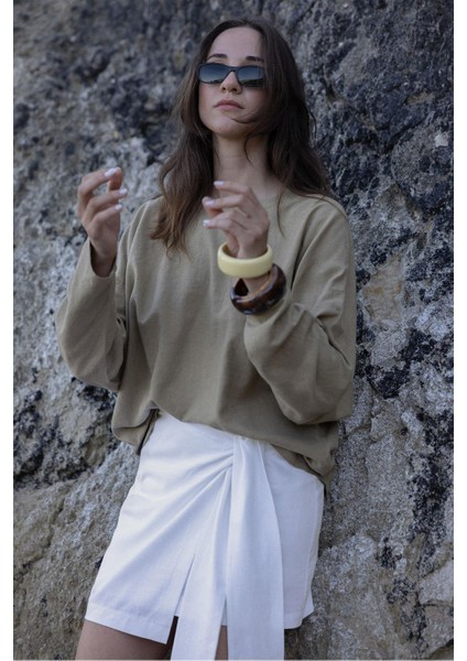 Beyaz Mara Mini Keten Anvelop Etek fırsatları