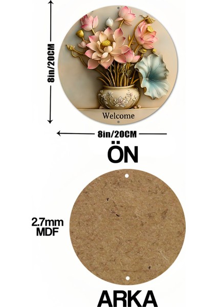 Lotus Çiçekli Welcome Uv Baskı Mdf Duvar Süsü – 33X33 cm & 20X20 cm DT143 indirimleri