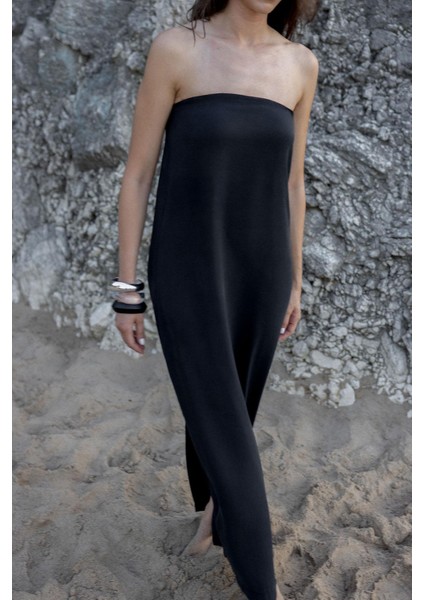 Siyah Kay Straplez Tensel Elbise indirimleri