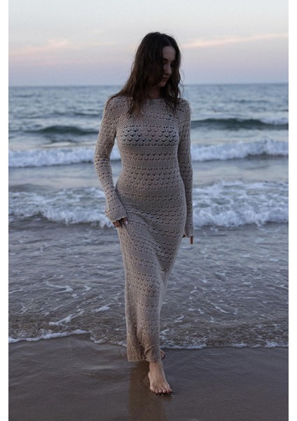 Bej Claire Ajurlu Elbise