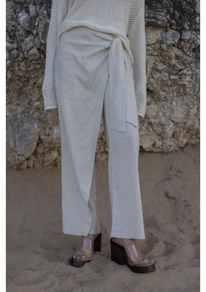 Natürel Alia Keten Anvelop Pantolon