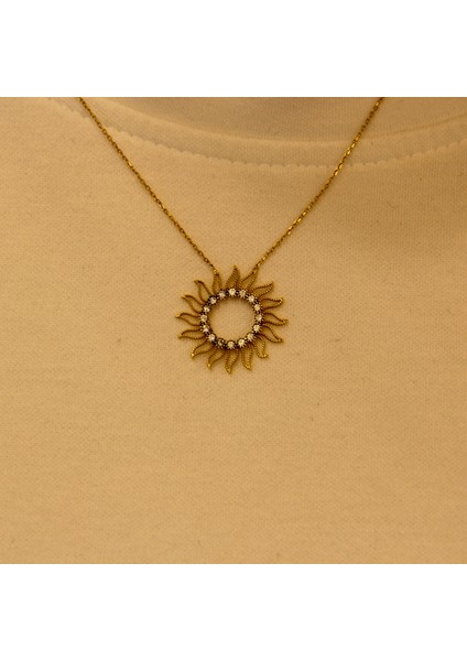 14 Ayar Altın Güneş Kolye