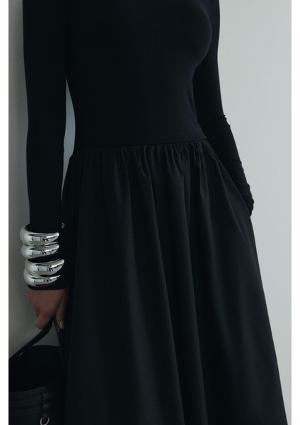 Siyah Harper Kontrast Elbise modelleri