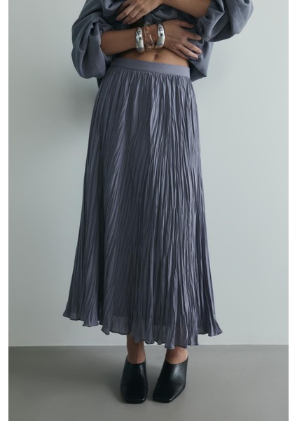 Gri Donette Piliseli Etek modelleri