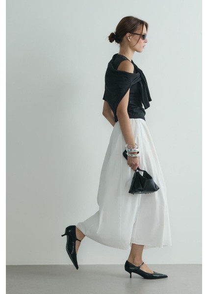 Beyaz Lade Balon Etek