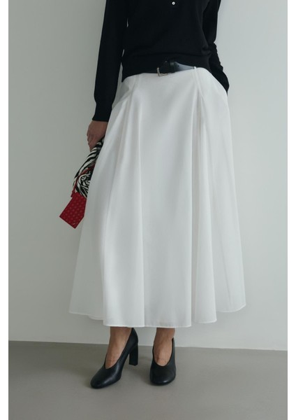 Beyaz Liza Kemerli Etek modelleri