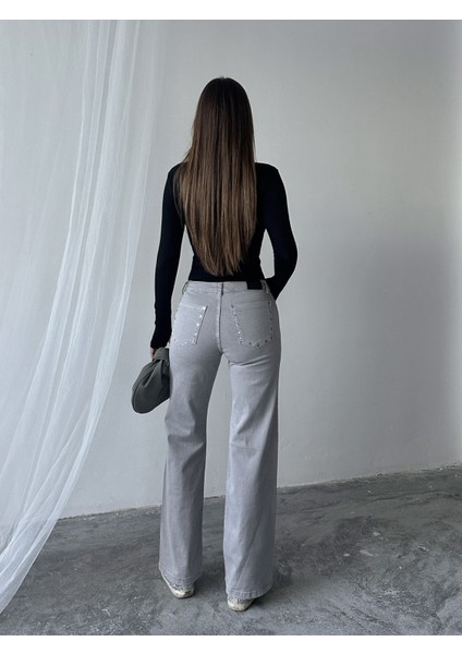 Kadın Taş Desenli Wide Leg Kadın Pantolon fiyatları