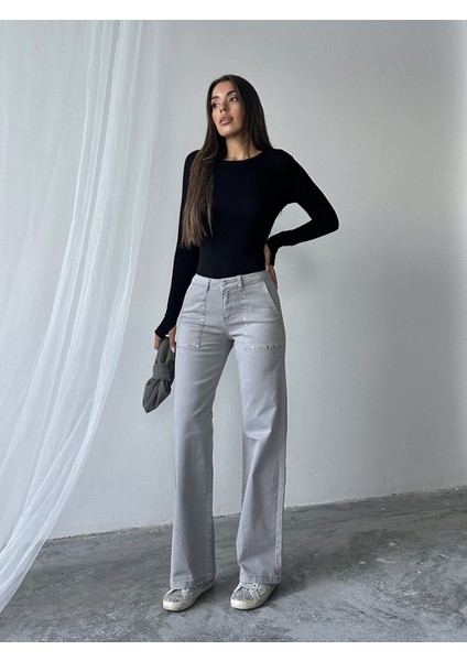 Kadın Taş Desenli Wide Leg Kadın Pantolon indirimleri