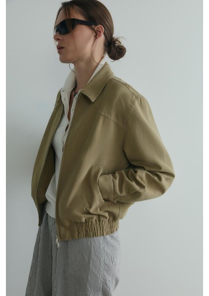 Haki Alden Yıkamalı Ceket