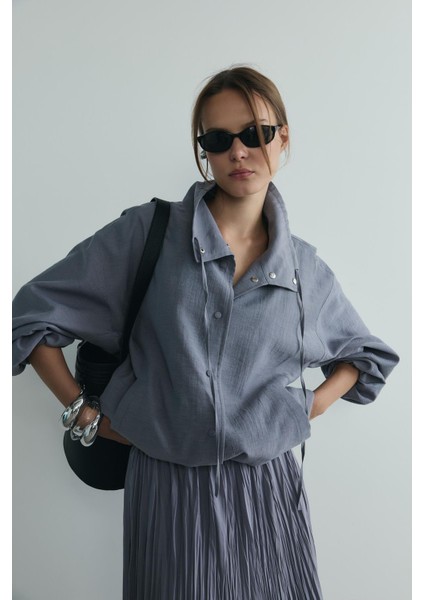 Gri Inez Dökümlü Bomber Ceket fiyatları