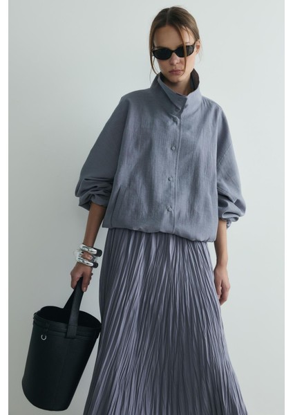 Gri Inez Dökümlü Bomber Ceket fırsatları