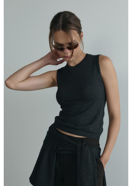 Antrasit Lea Triko Bluz