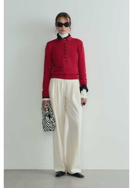 Krem Lina Pileli Pantolon indirimleri