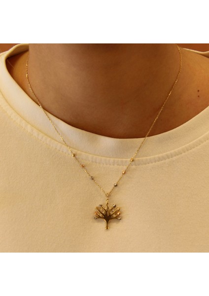 14 Ayar Altın Hayat Ağacı Kolye