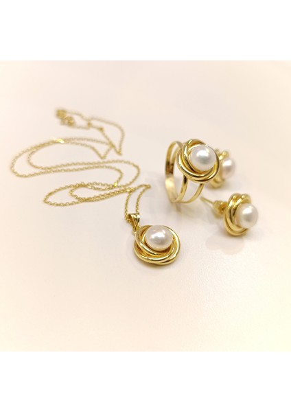 Olimpiyat İnci Taşlı Set Takım 14 Ayar Altın HD VİDEOLU 14777