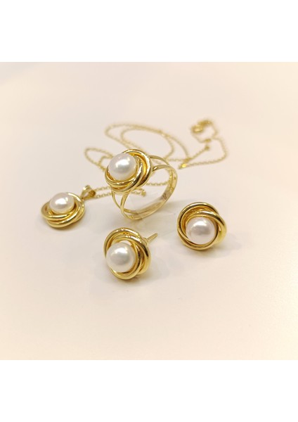 Olimpiyat İnci Taşlı Set Takım 14 Ayar Altın HD VİDEOLU 14777 modelleri