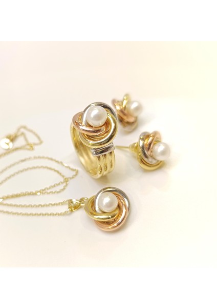 Olimpiyat İnci Taşlı Set Takım 14 Ayar Altın HD VİDEOLU 14774 14775 modelleri