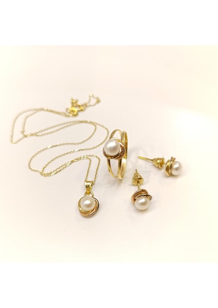 Olimpiyat İnci Taşlı Set Takım 14 Ayar Altın HD VİDEOLU 14781