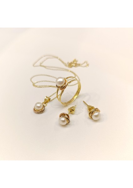 Olimpiyat İnci Taşlı Set Takım 14 Ayar Altın HD VİDEOLU 14781 modelleri