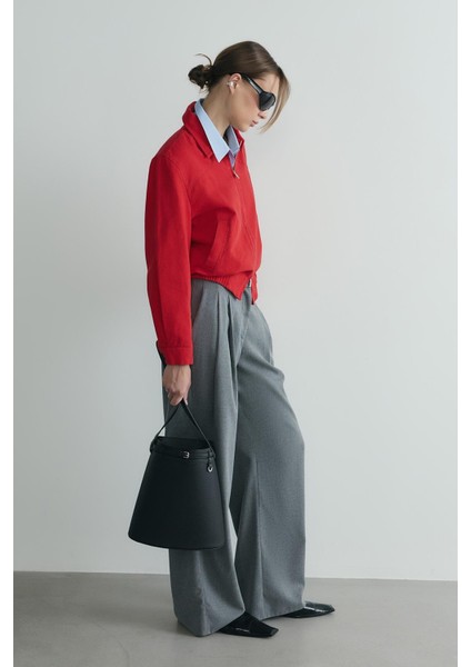 Gri Lina Pileli Pantolon modelleri