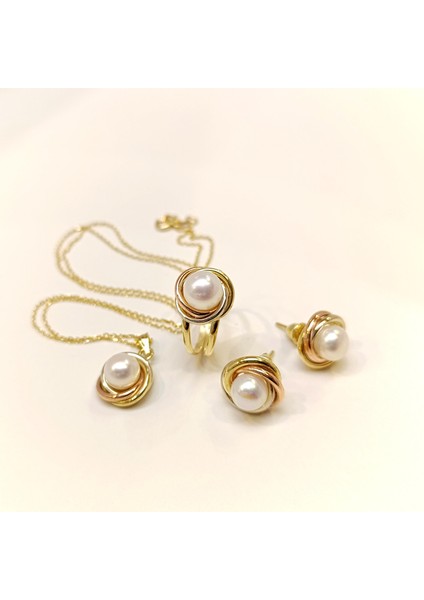 Olimpiyat İnci Taşlı Set Takım 14 Ayar Altın HD VİDEOLU 14776