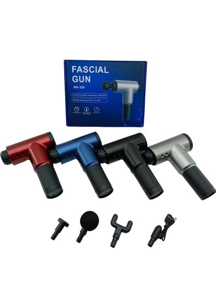 Masaj Tabancası Aleti 4pcs Başlık 6 Kademe Hız Seviyesi USB Şarjlı (5224)