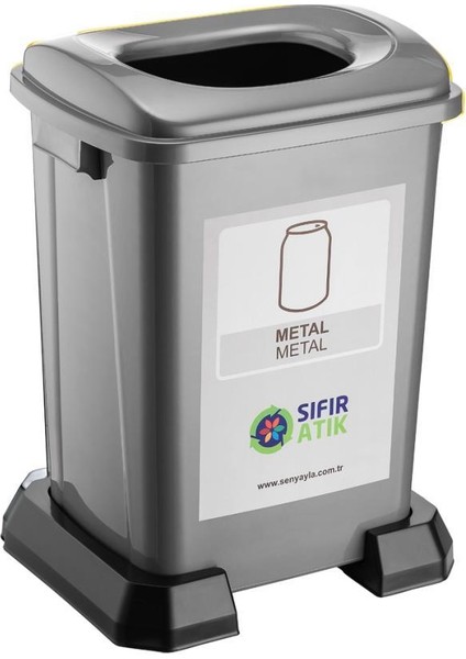 SY-4395 Sıfır Atık Metal Geri Dönüşüm Çöp Kutusu 50 Lt Gri 5 Adet modelleri