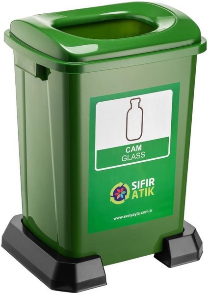 SY-4395 Sıfır Atık Cam Geri Dönüşüm Çöp Kutusu 50 Lt Yeşil 5 Adet modelleri