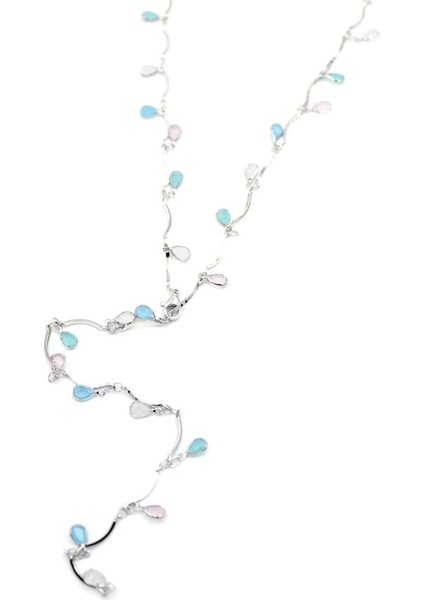 Taşlı Y Kolye - Gümüş