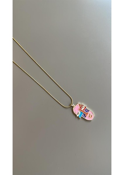 Mineli Yüz Desenli Kolye - Çok Renkli