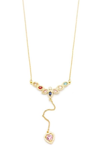 Damla Taşlı Y Kolye - Altın