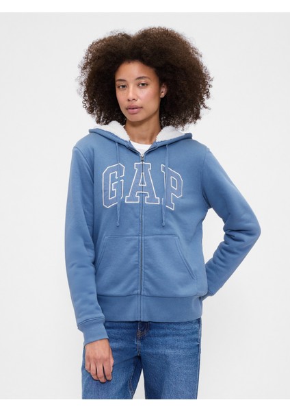 Kadın Mavi Gap Logo Fermuarlı Sweatshirt