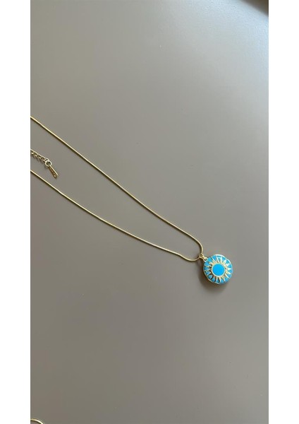 Mineli Kapaklı Kolye - Mavi