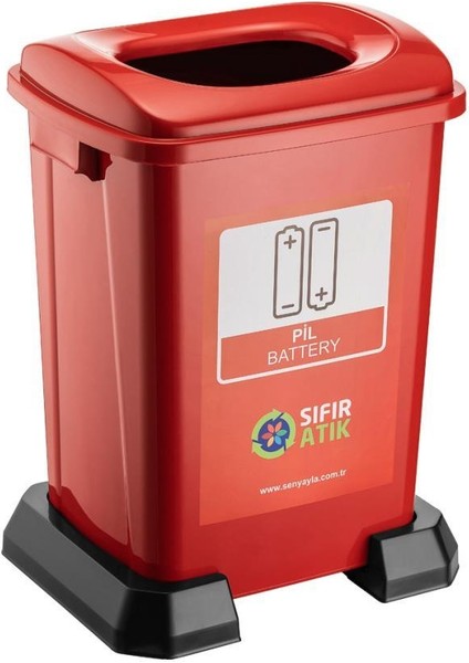 SY-4395 Sıfır Atık Pil Geri Dönüşüm Çöp Kutusu 50 Lt Kırmızı 5 Adet modelleri