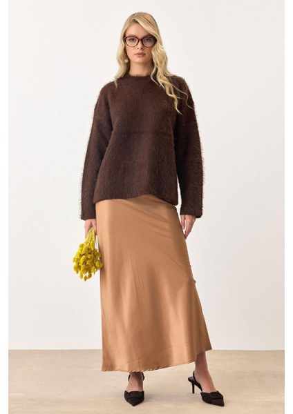 Oversize Tüylü Soft Kazak Kahve 8270 fiyatları