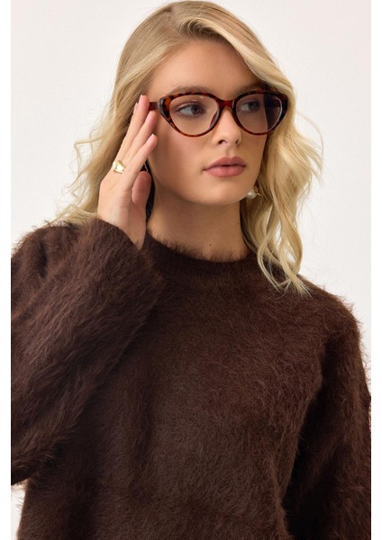 Oversize Tüylü Soft Kazak Kahve 8270 fırsatları