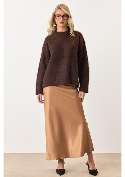 Oversize Tüylü Soft Kazak Kahve 8270 indirimleri