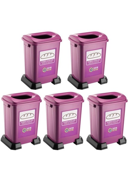 SY-4395 Sıfır Atık Ekmek Geri Dönüşüm Çöp Kutusu 50 Lt Mor 5 Adet