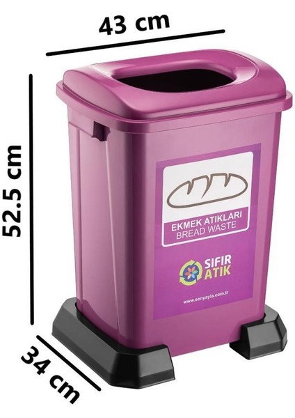 SY-4395 Sıfır Atık Ekmek Geri Dönüşüm Çöp Kutusu 50 Lt Mor 5 Adet fiyatları