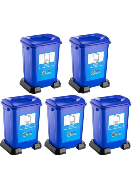 SY-4395 Sıfır Atık Kağıt Geri Dönüşüm Çöp Kutusu 50 Lt Mavi 5 Adet