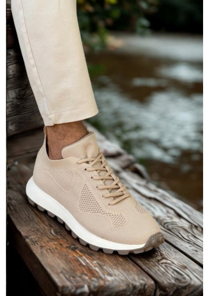Erkek Triko Spor Ayakkabı Bej MN2409
