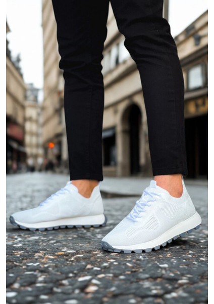 Erkek Triko Spor Ayakkabı Beyaz MN2409