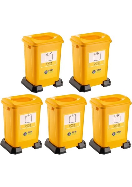 SY-4395 Sıfır Atık Plastik Geri Dönüşüm Çöp Kutusu 50 Lt Sarı 5 Adet